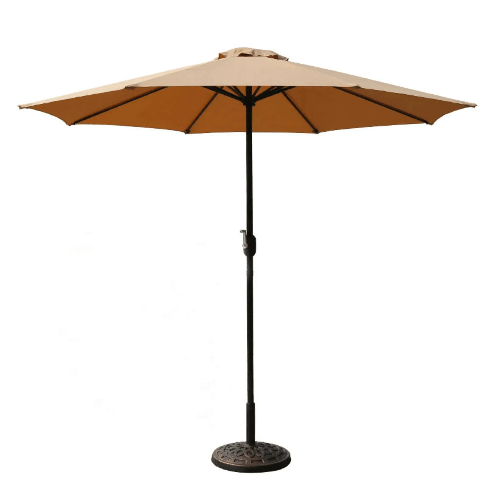 Wooden Twist Velcro Round Outdoor Umbrella with  Rotating Handle UV-Resistant Canopy for Patio & Garden Valet Parking