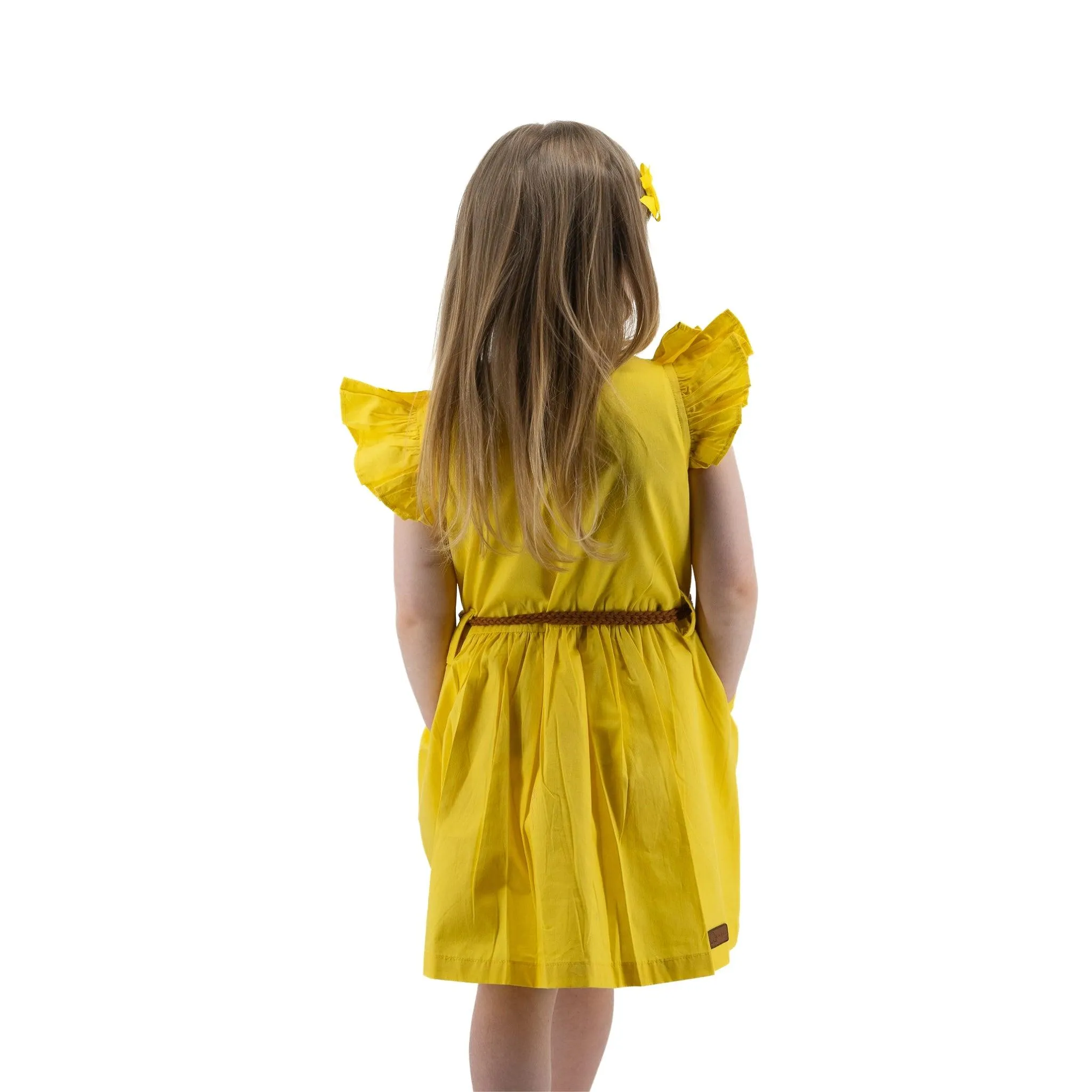 Yellow Butterfly Sleeve Dress for Girls