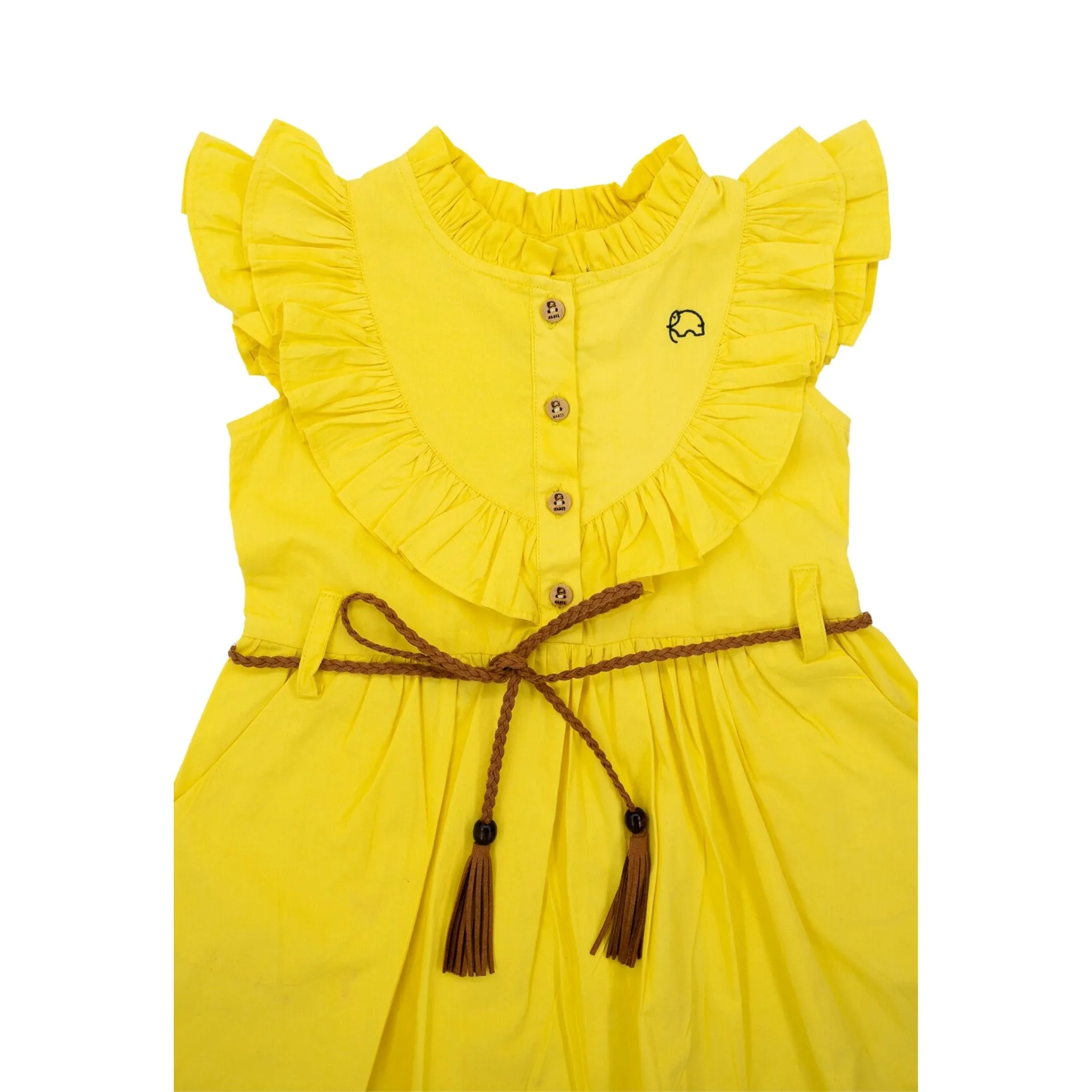 Yellow Butterfly Sleeve Dress for Girls